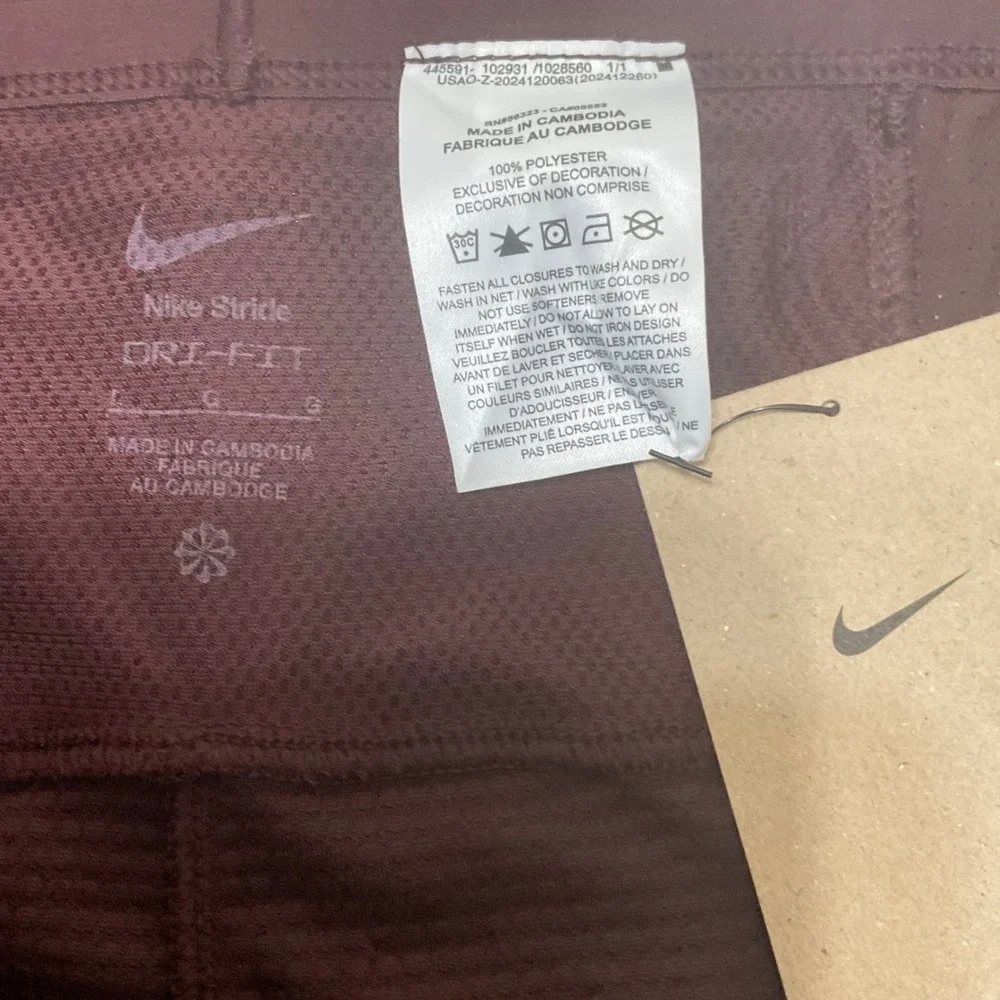 Nike Stride Running Pants Mens L Burgundy  With Tags Dri-FIT Tapered 23in Inseam